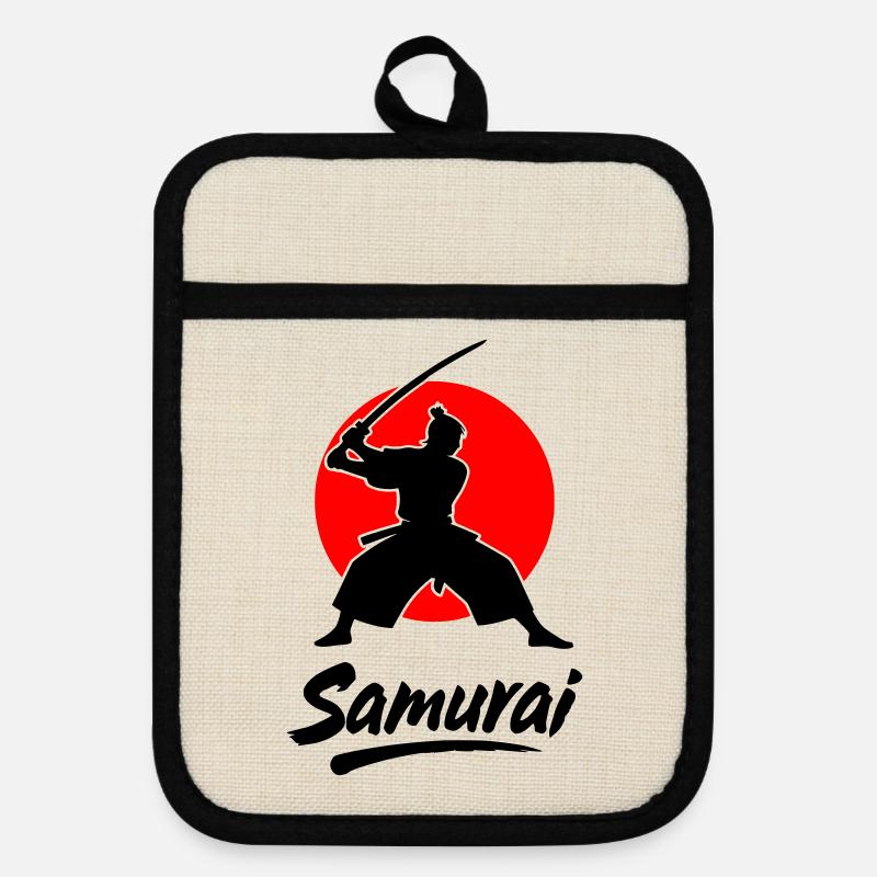 Samurai - Topflappen mit Gummirückseite - Leinen/Schwarz 