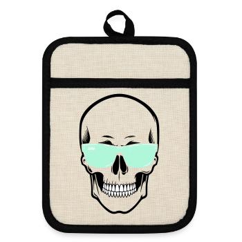 Color-Adjustable Sunglasses Smile Skull - Pot holders with rubber back - linen/black  - Front