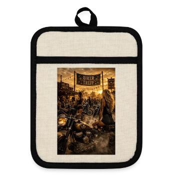 Biker Ladies - Pot holders with rubber back - linen/black  - Front