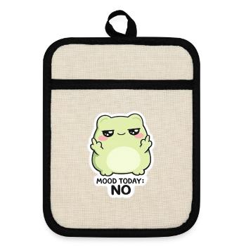 Humeur aujourd’hui : Non – Créature Kawaii Verte - Maniques avec dos en caoutchouc - lin/noir  - Devant