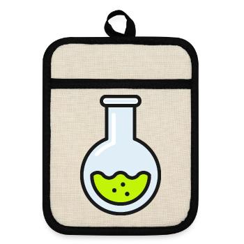 Rundboden Chemieflaschen-Linien-Symbol - Topflappen mit Gummirückseite - Leinen/Schwarz  - Vorne
