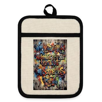 Schnelles Pferd Spruch Streetart Poster - Topflappen mit Gummirückseite - Leinen/Schwarz  - Vorne