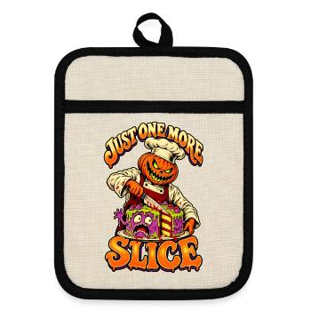 Nur noch ein Stück Retro-Halloween-Koch - Topflappen mit Gummirückseite - Leinen/Schwarz  - Vorne