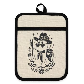 Cowgirl Geist - Topflappen mit Gummirückseite - Leinen/Schwarz  - Vorne