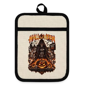 EP Halloween Reaper – Disziplin stirbt niemals - Topflappen mit Gummirückseite - Leinen/Schwarz  - Vorne