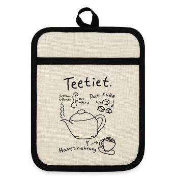 Teetiet Teezeit - Topflappen mit Gummirückseite - Leinen/Schwarz  - Vorne