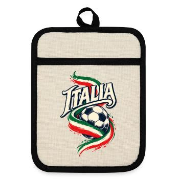 Italien Fußball - Topflappen mit Gummirückseite - Leinen/Schwarz  - Vorne