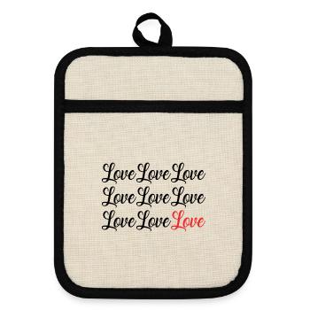 VALENTINE'S DAY. Bachelorette party. I LOVE YOU. I LOVE YOU. LOVE - Pot holders with rubber back - linen/black  - Front
