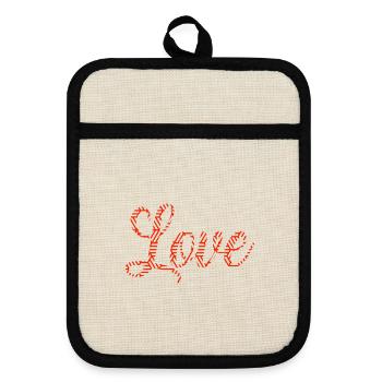 VALENTINSTAG. Junggesellinnenabschied. ICH LIEBE DICH. ICH LIEBE DICH. LIEBE - Topflappen mit Gummirückseite - Leinen/Schwarz  - Vorne