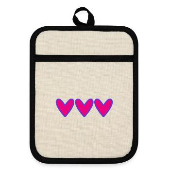 HERZ. HERZ. VALENTINSTAG. LIEBE. LIEBE. PAAR. - Topflappen mit Gummirückseite - Leinen/Schwarz  - Vorne
