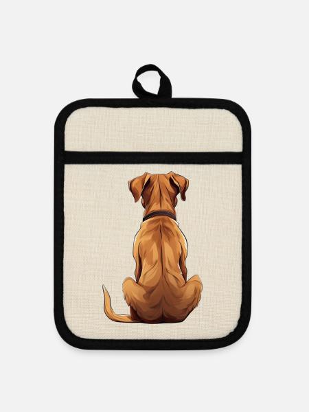 Rhodesian Ridgeback - Topflappen mit Gummirückseite - Leinen/Schwarz
