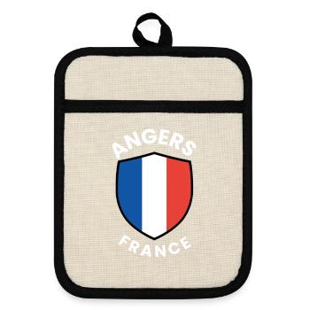 Angers France Shield Emblem - Pot holders with rubber back - linen/black  - Front