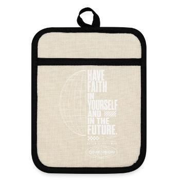 Believe in yourself and the future - Pot holders with rubber back - linen/black  - Front