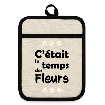 C'était le temps des fleurs - Maniques avec dos en caoutchouc - lin/noir  - Devant