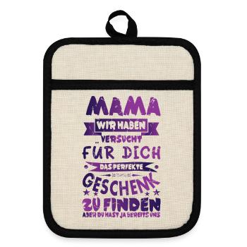 Geschenk für Mama - Topflappen mit Gummirückseite - Leinen/Schwarz  - Vorne