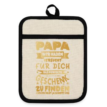 Geschenk für Papa - Topflappen mit Gummirückseite - Leinen/Schwarz  - Vorne