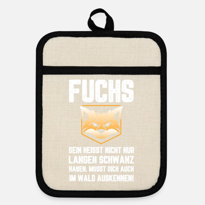 Fox Funny funny saying - Pot holders with rubber back - linen/black