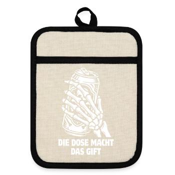 Bier - Die Dose macht das Gift | Wortspiel - Topflappen mit Gummirückseite - Leinen/Schwarz  - Vorne