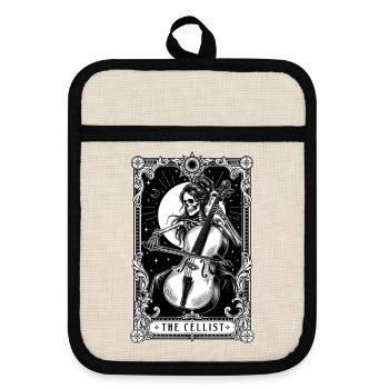 Der Cellist – Cellospieler Orchester Musiklehrer - Topflappen mit Gummirückseite - Leinen/Schwarz  - Vorne