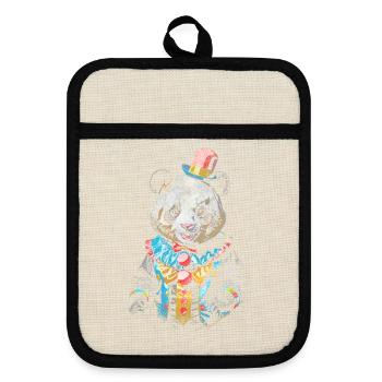 Clown-Panda - Topflappen mit Gummirückseite - Leinen/Schwarz  - Vorne