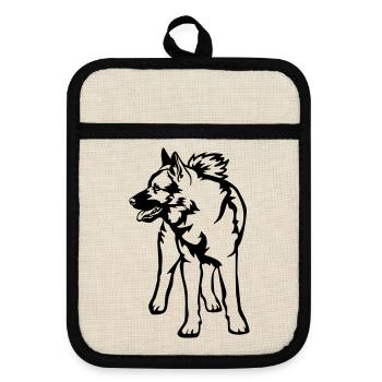 Chien orignal norvégien - Maniques avec dos en caoutchouc - lin/noir  - Devant
