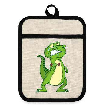 The strength of the tyrannosaurus rex - Pot holders with rubber back - linen/black  - Front