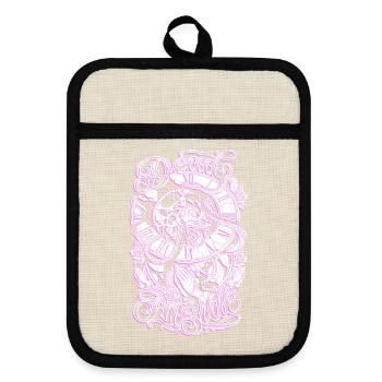 Pink Death Watch - Topflappen mit Gummirückseite - Leinen/Schwarz  - Vorne