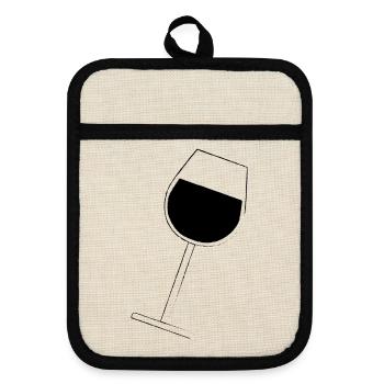Wine glass - Pot holders with rubber back - linen/black  - Front