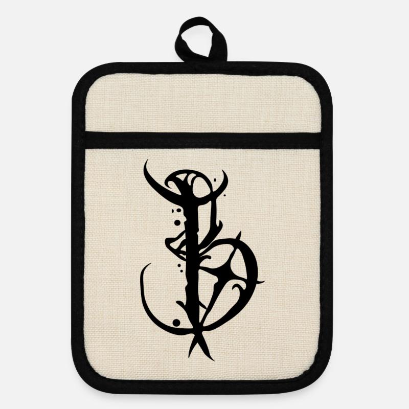 B - Pot holders with rubber back - linen/black