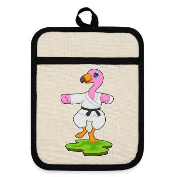 Karate Flamingo arts martiaux - Maniques avec dos en caoutchouc - lin/noir  - Devant