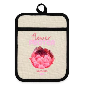 protea protea flower proteas pink flowers - Pot holders with rubber back - linen/black  - Front
