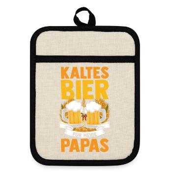 Bière, fête des pères, papa, papa - Maniques avec dos en caoutchouc - lin/noir  - Devant