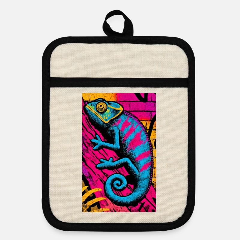 chameleon - Pot holders with rubber back - linen/black 