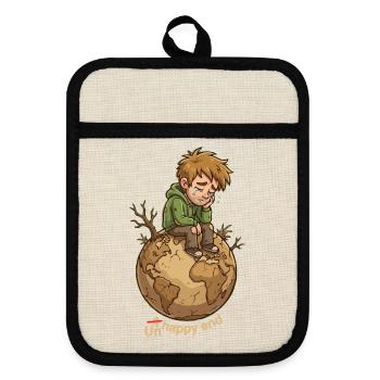 Earth's Saddest End - Pot holders with rubber back - linen/black  - Front