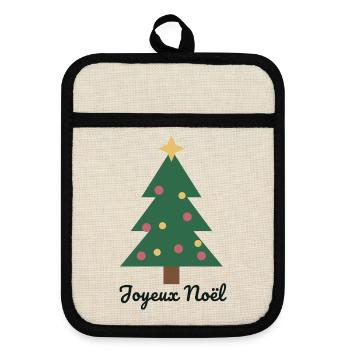 FROHE WEIHNACHTEN. WEIHNACHTEN. FROHE WEIHNACHTEN. FROHE WEIHNACHTEN - Topflappen mit Gummirückseite - Leinen/Schwarz  - Vorne