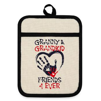Grandchild Grandmother Grandma Statement Senior - Pot holders with rubber back - linen/black  - Front