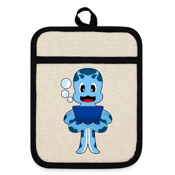 Octopus Laptop - Pot holders with rubber back - linen/black  - Front