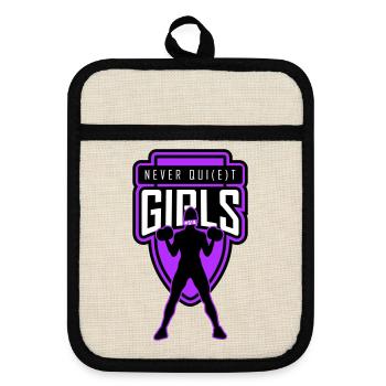 never_quiet_girls_united - Pot holders with rubber back - linen/black  - Front
