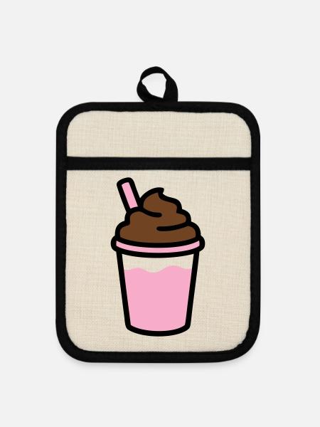 Eiskaffee Smoothie Logo - Topflappen mit Gummirückseite - Leinen/Schwarz