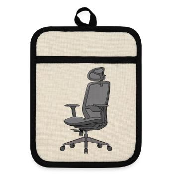 Minimalistischer ergonomischer Gaming- und Bürostuhl - Topflappen mit Gummirückseite - Leinen/Schwarz  - Vorne
