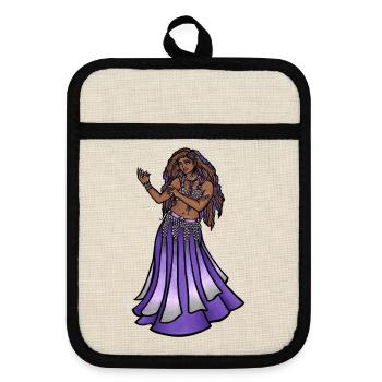 Mystic Purple Bauchtanzkleidung - Topflappen mit Gummirückseite - Leinen/Schwarz  - Vorne