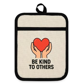 Hands Holding Heart of Kindness - Pot holders with rubber back - linen/black  - Front
