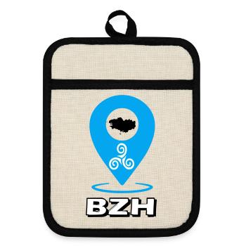 Triskel Breizh Blue - Pot holders with rubber back - linen/black  - Front