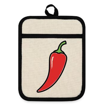 Chili Pepper Hot Comic - Pot holders with rubber back - linen/black  - Front