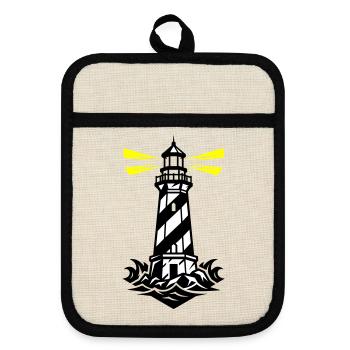 Lighthouse Coast Icon - Pot holders with rubber back - linen/black  - Front