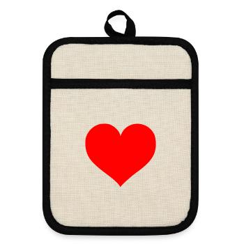 Herz - Topflappen mit Gummirückseite - Leinen/Schwarz  - Vorne