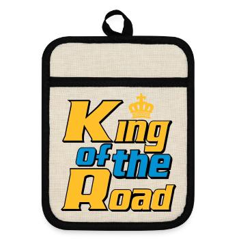 LKW Fahrer,LKW ,Trucker Fun King of the Road (25) - Topflappen mit Gummirückseite - Leinen/Schwarz  - Vorne