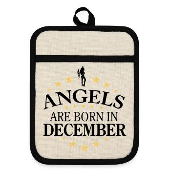 Angels December - Topflappen mit Gummirückseite - Leinen/Schwarz  - Vorne