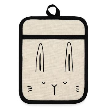 Idée cadeau visage de lapin lapin - Maniques avec dos en caoutchouc - lin/noir  - Devant