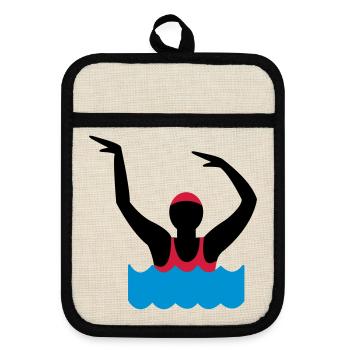 water aerobics - Pot holders with rubber back - linen/black  - Front